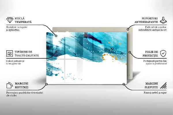 Steklena podloga za rezanje Modre lise