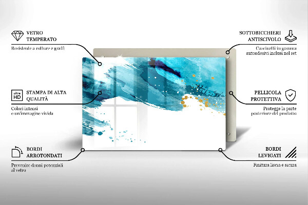 Steklena podloga za rezanje Modre lise