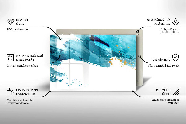 Steklena podloga za rezanje Modre lise