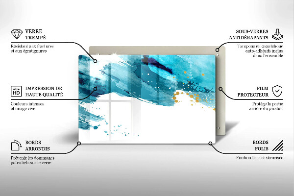 Steklena podloga za rezanje Modre lise