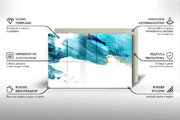 Steklena podloga za rezanje Modre lise