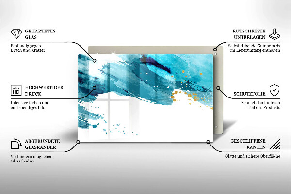 Steklena podloga za rezanje Modre lise