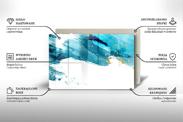 Steklena podloga za rezanje Modre lise