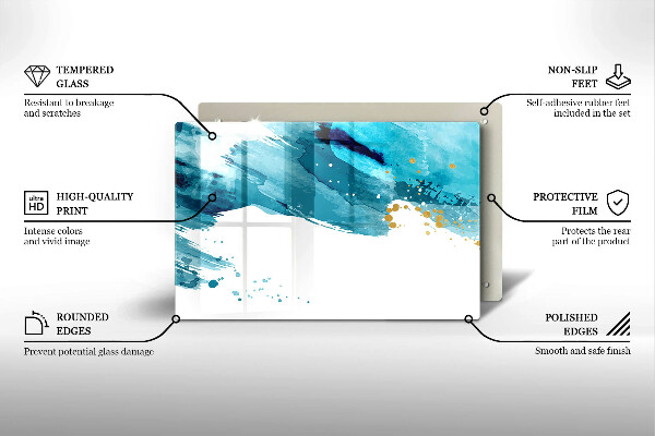 Steklena podloga za rezanje Modre lise