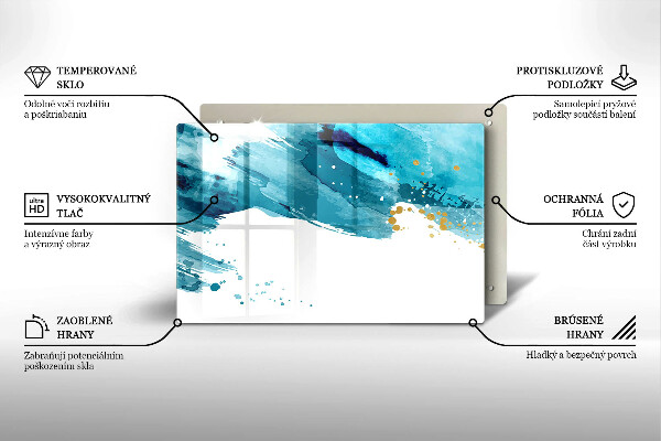 Steklena podloga za rezanje Modre lise