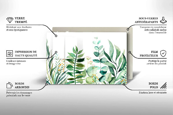 Steklena podloga za rezanje Ilustracija rastlinskih listov