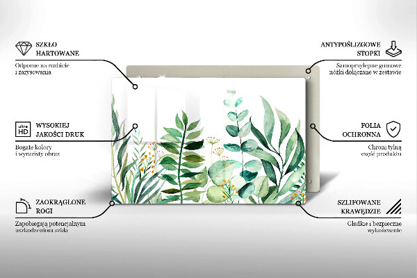 Steklena podloga za rezanje Ilustracija rastlinskih listov