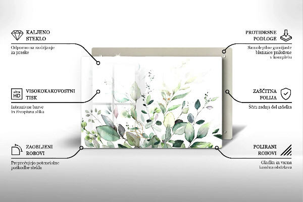 Steklena podloga za rezanje Akvarelne rastline