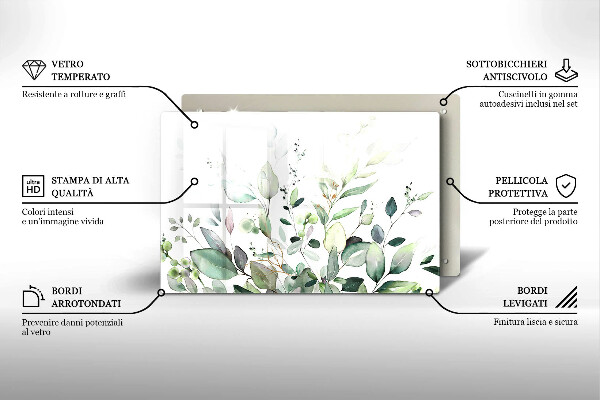 Steklena podloga za rezanje Akvarelne rastline