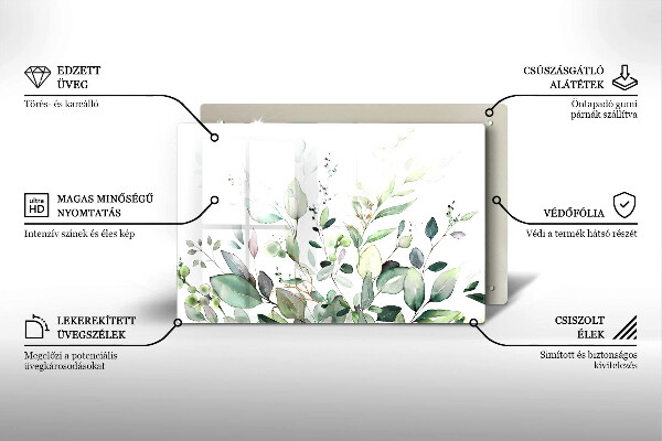 Steklena podloga za rezanje Akvarelne rastline