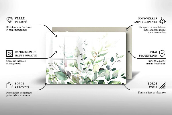 Steklena podloga za rezanje Akvarelne rastline