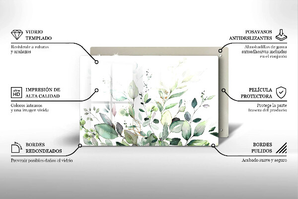 Steklena podloga za rezanje Akvarelne rastline