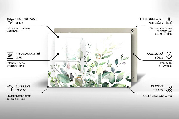 Steklena podloga za rezanje Akvarelne rastline