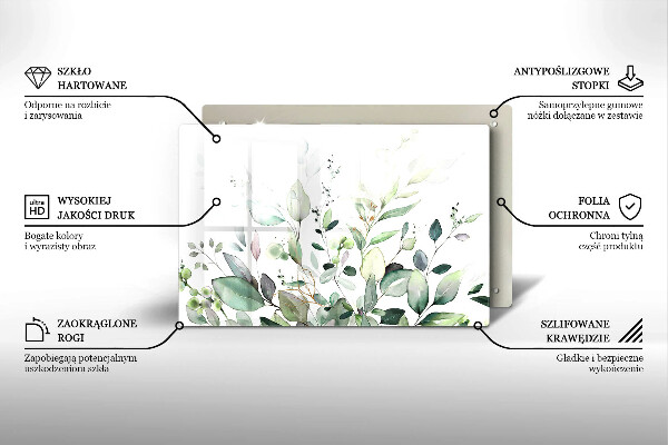 Steklena podloga za rezanje Akvarelne rastline