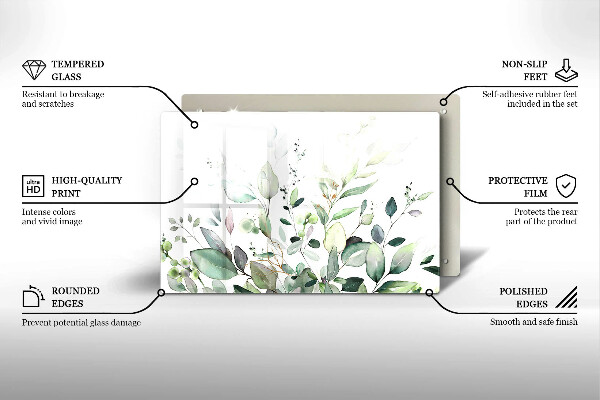 Steklena podloga za rezanje Akvarelne rastline