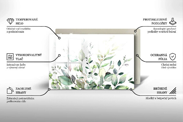 Steklena podloga za rezanje Akvarelne rastline