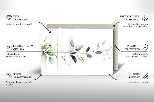 Steklena podloga za rezanje Akvarelni listi