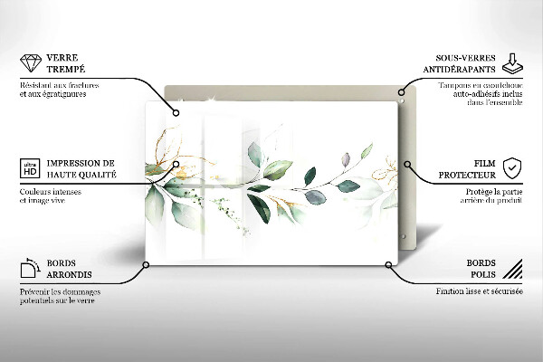 Steklena podloga za rezanje Akvarelni listi