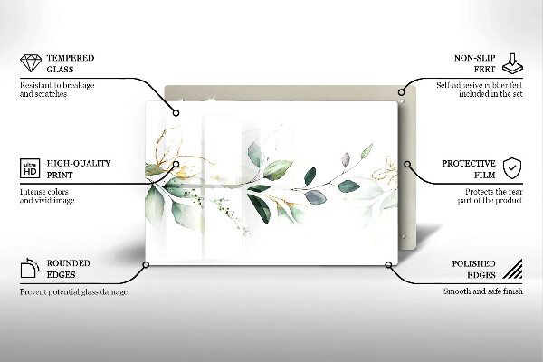 Steklena podloga za rezanje Akvarelni listi