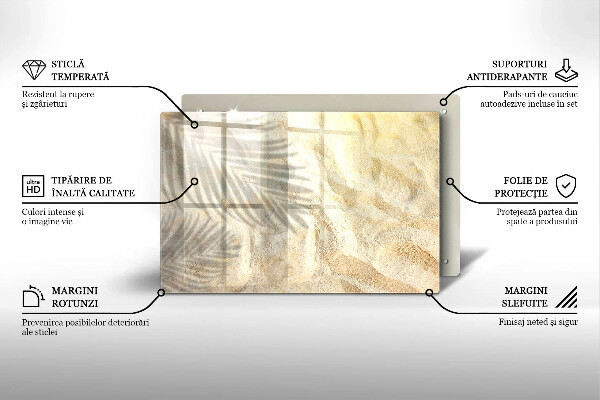 Steklena podloga za rezanje Palmovi listi in pesek