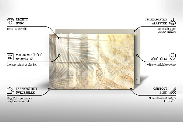 Steklena podloga za rezanje Palmovi listi in pesek