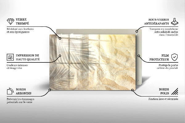 Steklena podloga za rezanje Palmovi listi in pesek