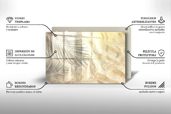 Steklena podloga za rezanje Palmovi listi in pesek