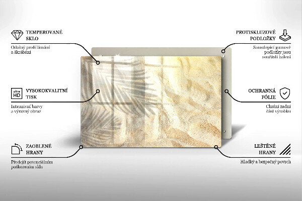 Steklena podloga za rezanje Palmovi listi in pesek