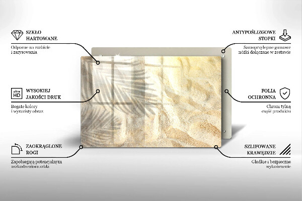 Steklena podloga za rezanje Palmovi listi in pesek