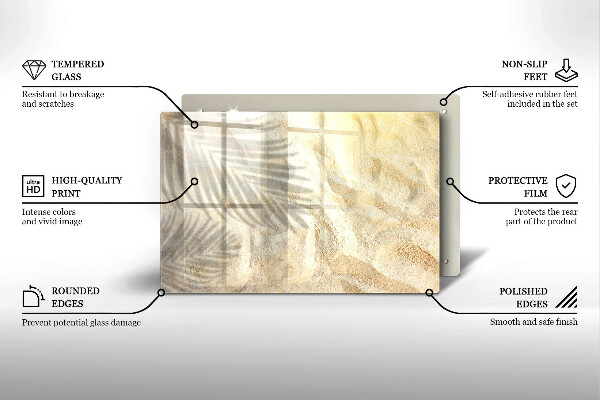 Steklena podloga za rezanje Palmovi listi in pesek