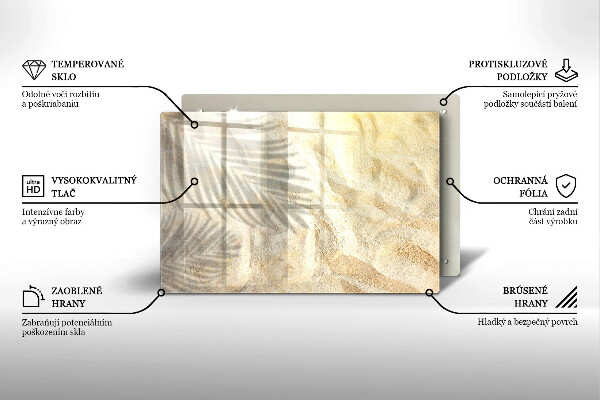 Steklena podloga za rezanje Palmovi listi in pesek