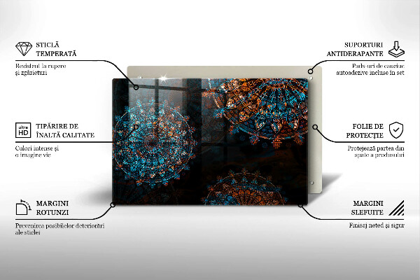 Steklena podloga za rezanje Boho vintage kolesa