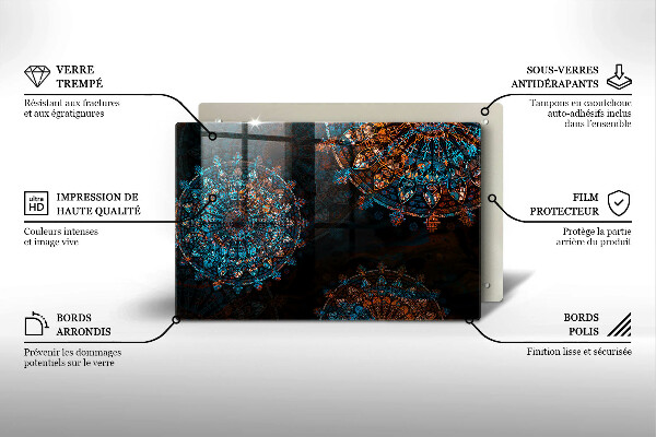 Steklena podloga za rezanje Boho vintage kolesa