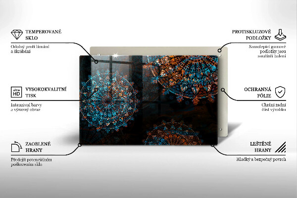 Steklena podloga za rezanje Boho vintage kolesa