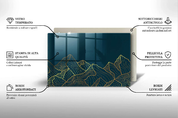 Steklena podloga za rezanje Abstraktne gore