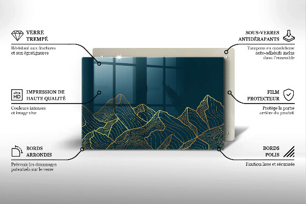 Steklena podloga za rezanje Abstraktne gore