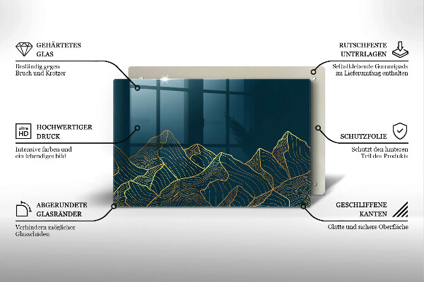 Steklena podloga za rezanje Abstraktne gore
