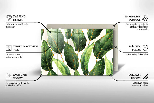 Steklena podloga za rezanje Bananini listi