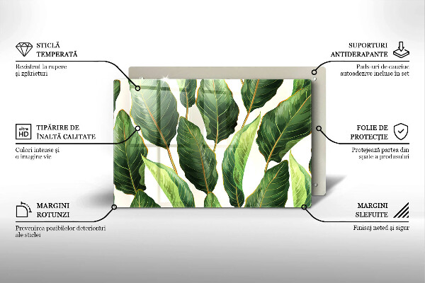 Steklena podloga za rezanje Bananini listi