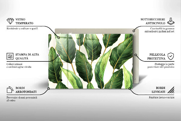 Steklena podloga za rezanje Bananini listi
