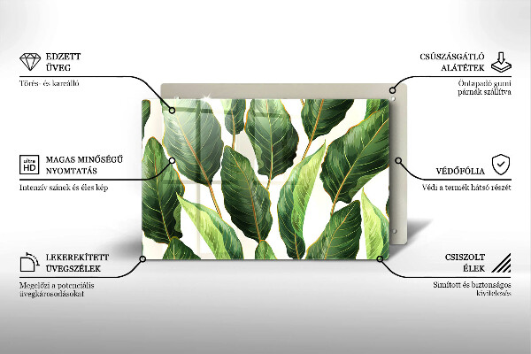 Steklena podloga za rezanje Bananini listi