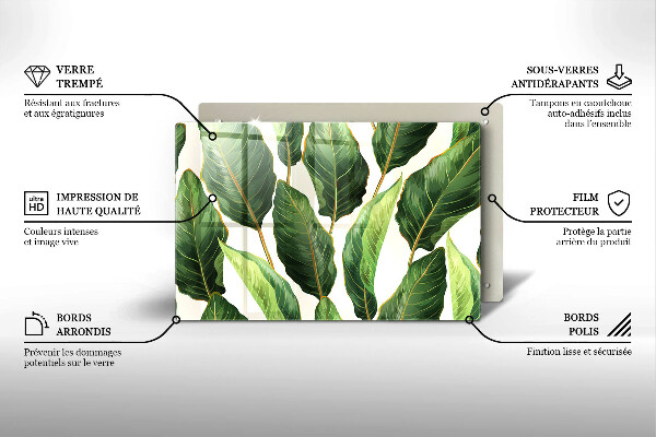 Steklena podloga za rezanje Bananini listi