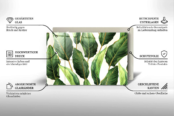 Steklena podloga za rezanje Bananini listi