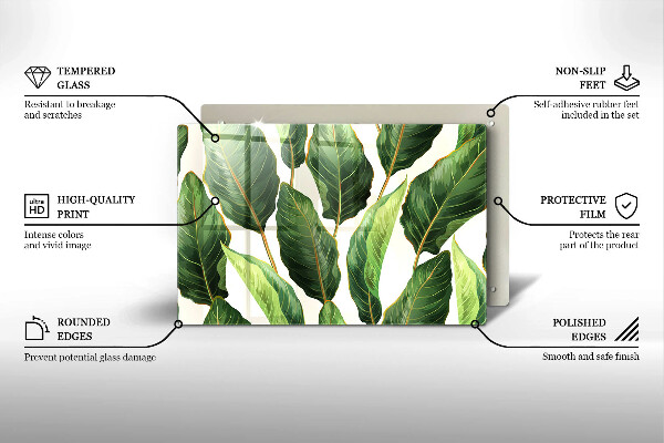 Steklena podloga za rezanje Bananini listi