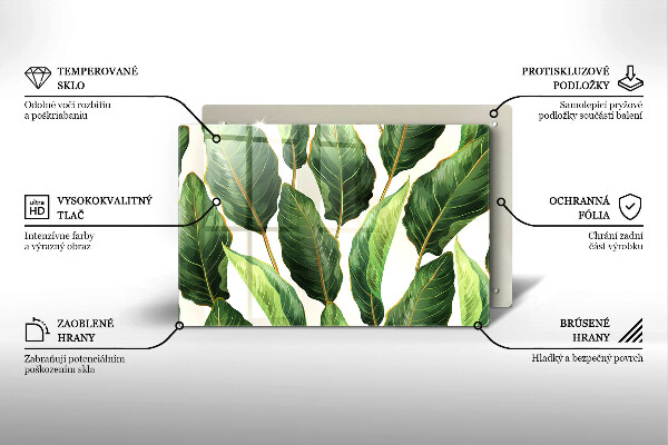 Steklena podloga za rezanje Bananini listi