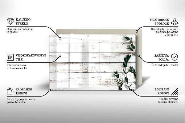 Steklena podloga za rezanje Stare deske in listi