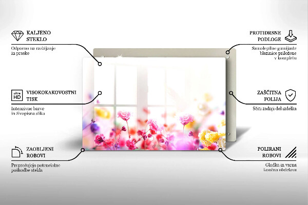 Steklena podloga za rezanje Cvetlični travnik
