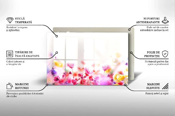 Steklena podloga za rezanje Cvetlični travnik