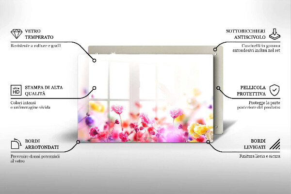 Steklena podloga za rezanje Cvetlični travnik