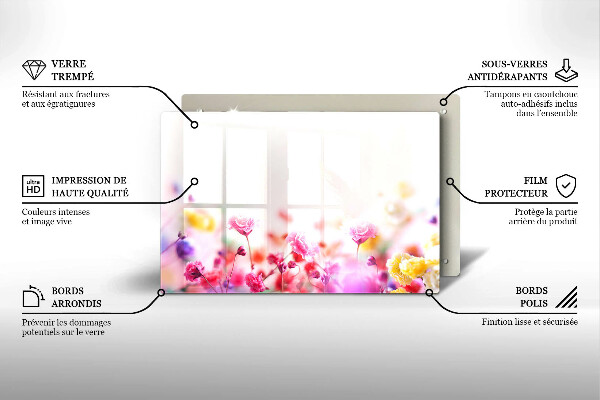 Steklena podloga za rezanje Cvetlični travnik